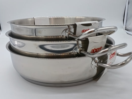 ABERT  set 3 TEGAME MANICI DAILY PLUS ACCIAIO INOX 18-10